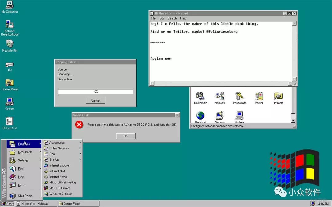 在 23 周年之际，有人把 Windows 95 打包成软件了