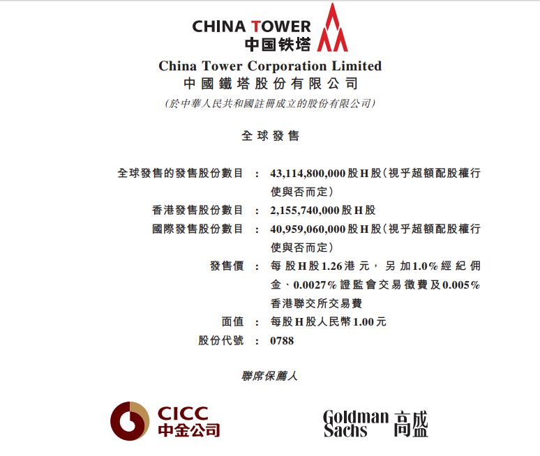 中国铁塔明日起正式交易 集资534亿港元透露出什么信息